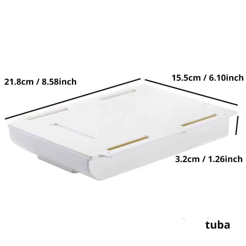 1PCS White SelfAdhesive Storage Drawer Box Makeup Pencil Tray Desk Hidden Under Stand Self-adhesive Under-drawer Storage Box New Qme