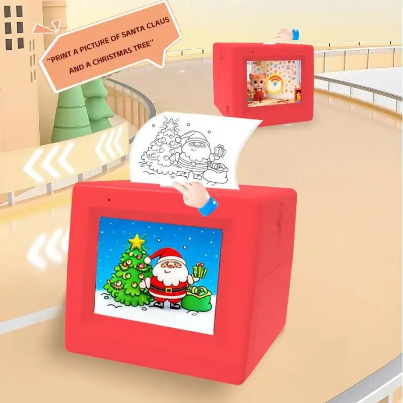 HD Screen Mini AI Printer Portable Magic Box 1080P Smart Voice Qme