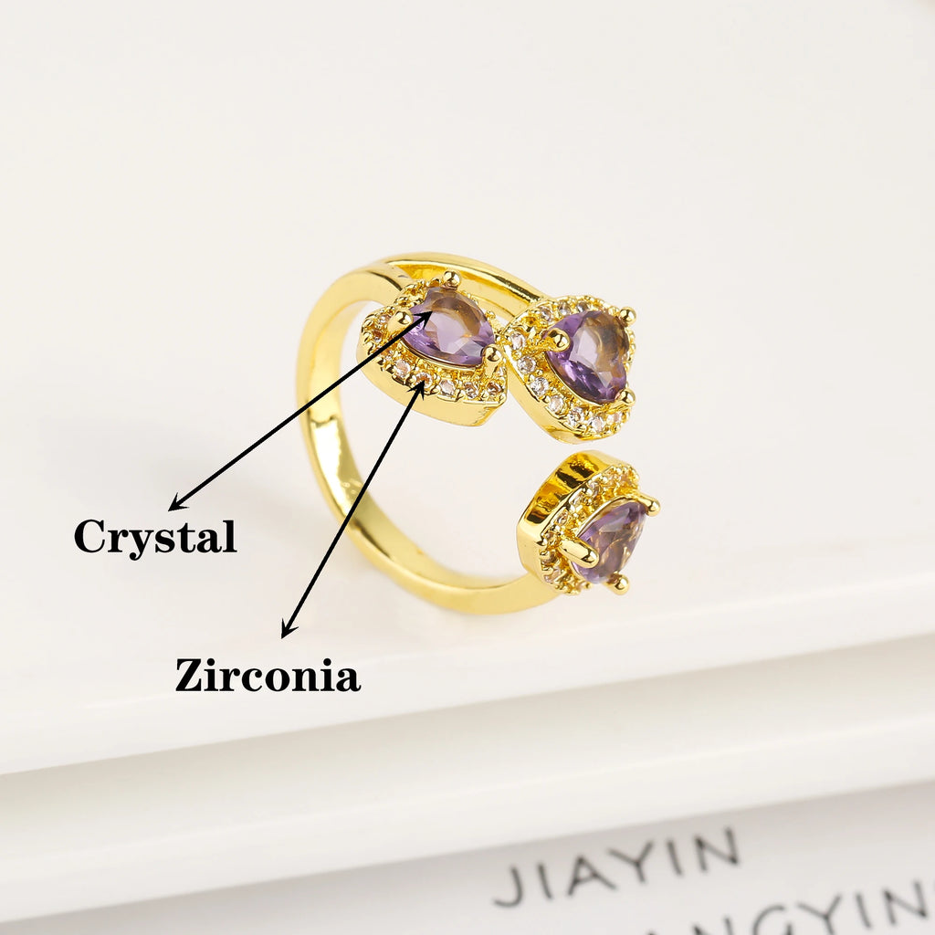 New Design Heart Shape Crystal Zirconia Romantic Open End Ring For Women Lovers Wedding Party Finger Jewelry Accessories Gifts Qme