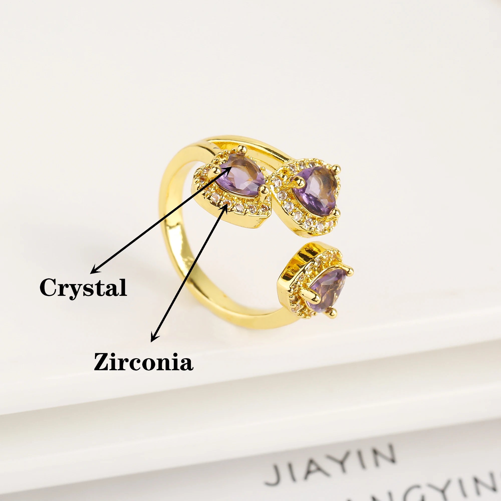 New Design Heart Shape Crystal Zirconia Romantic Open End Ring For Women Lovers Wedding Party Finger Jewelry Accessories Gifts Qme