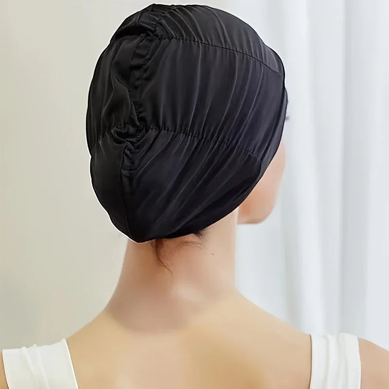 1pc Swimming Cap, Long Hair Swimming Ear Protection, Elastic Wrinkles, Do Not Strangle The Head, Ladies Swimming Cap Qme