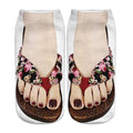 Fashion Canvas Flip Flop Shoes Cotton Socks 3D Printed Skeleton Summer Funny Kawaii Skull Foot Low Cut Ankle Socks For Women Sox Qme F One Size
