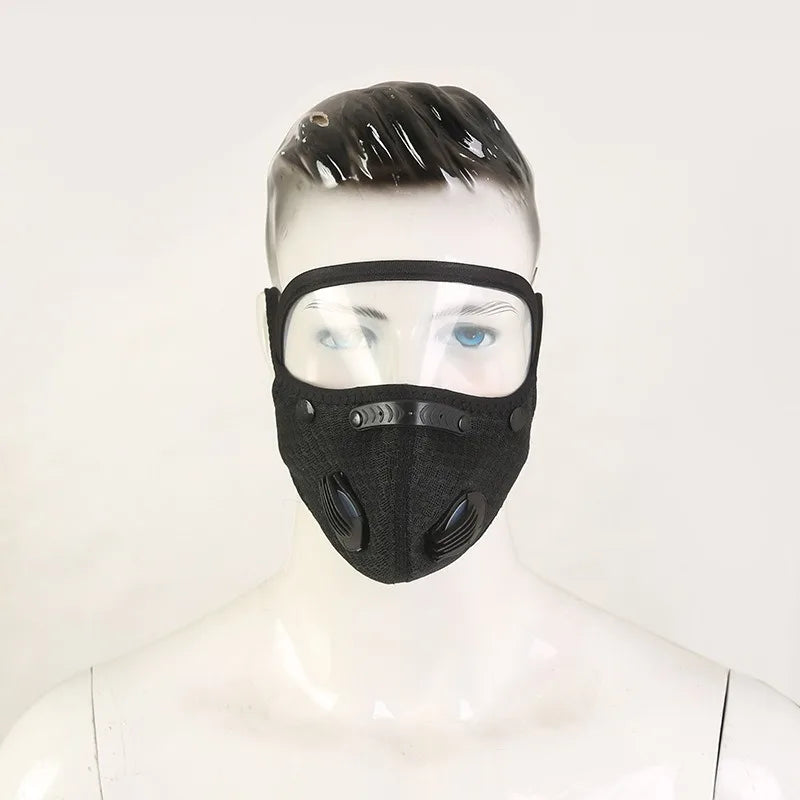 2pcs Sport Face Mask Activated Carbon Filter Riding Mouth Cover Dustproof Reusable Washable Cardio Sports Mask Qme black 2pcs
