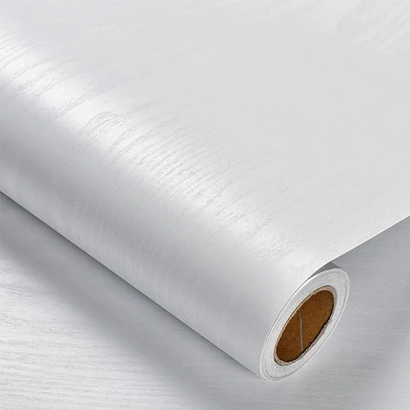 Self-Adhesive Wallpaper Wardrobe Waterproof Vinyl Solid Color Wood Grain Bedroom Cabinet Furniture Door Renovation Wall Sticker Qme 1 40cmX5m