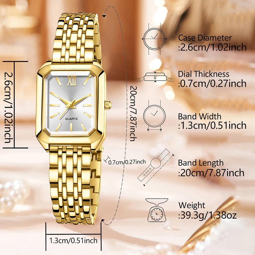 Golden Roman Square Watch Unlimited Bracelet Love Double Opening Qme