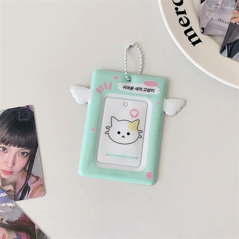 Cute Small Wings Card Holder Photocard Idol Photo Display Protect Qme Green