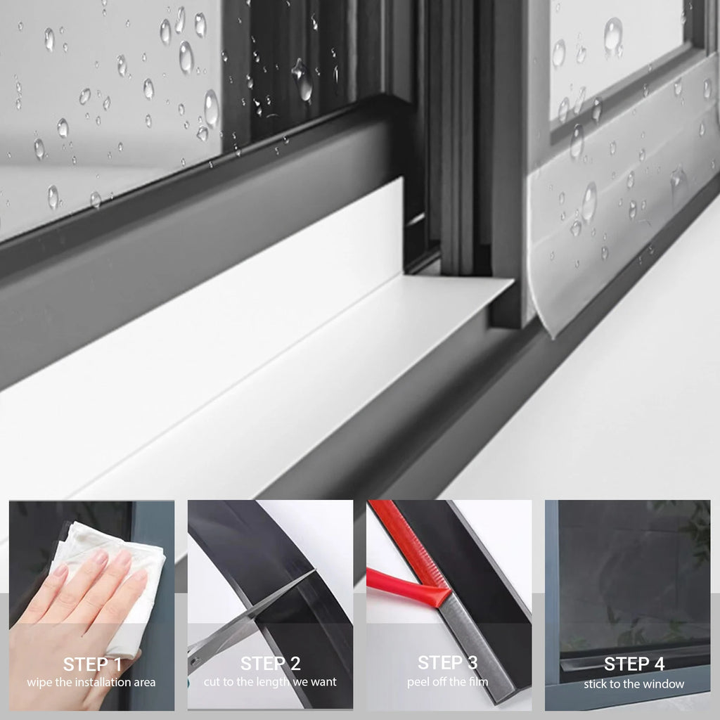 600cm Window Rain Drip Guard Waterproof Rubber Edge Sealing Strip Waterproof Door Window Rain Deflector Water Barrier Strip Qme