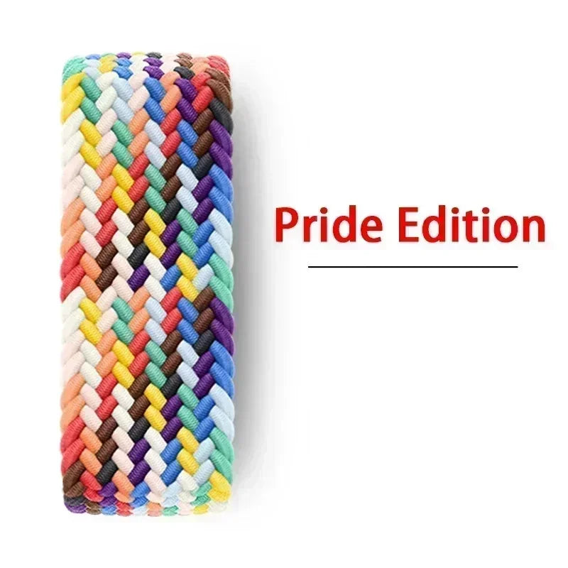 Band For Apple watch Series 10 46mm 42mm 9 7 8 5 SE 6 44mm 45mm 40mm 38 41mm Ultra 49mm bracelet correa Braided Solo Loop Strap Qme colorful 42 44 45 46 49mm-XS