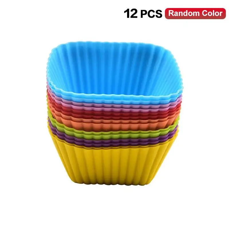 12 Silicone Lunch Box Dividers Bento Dish Cups Salad Dressing Kid Qme Square 12PCS