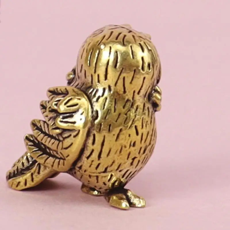 1Pcs Retro Bird Animal Figurines Mini Owl Statue Metal Brass Tea Pet Table Ornament Home Decoration Accessories Miniatures Craft Qme 1pcs