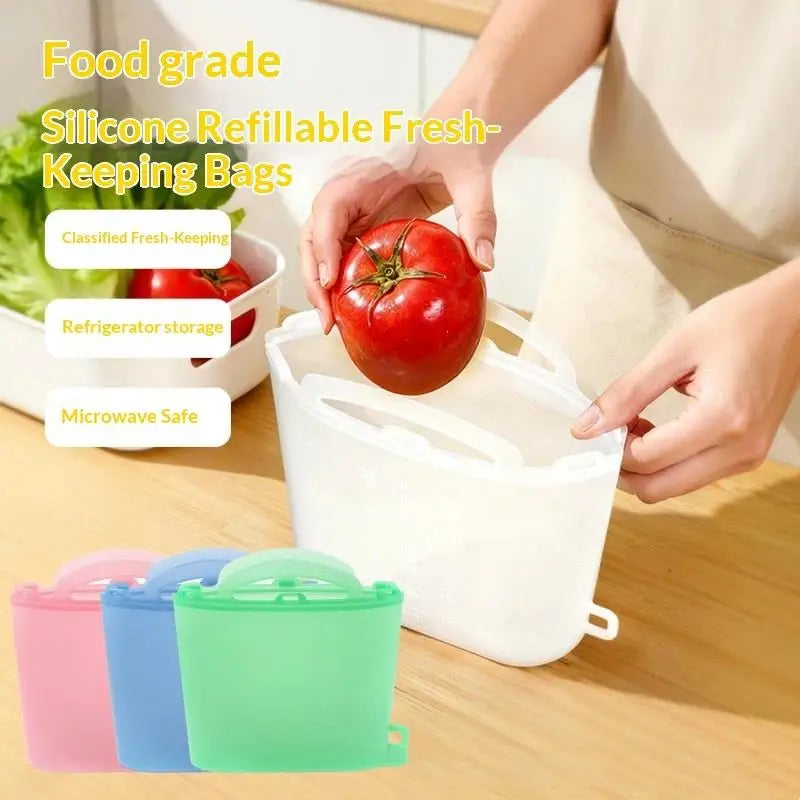 Freezer Bag 1000/1200/1500ml Self Sealing Leak Proof Reusable Fresh Keeping Bag For Picnic Food Cooling Qme