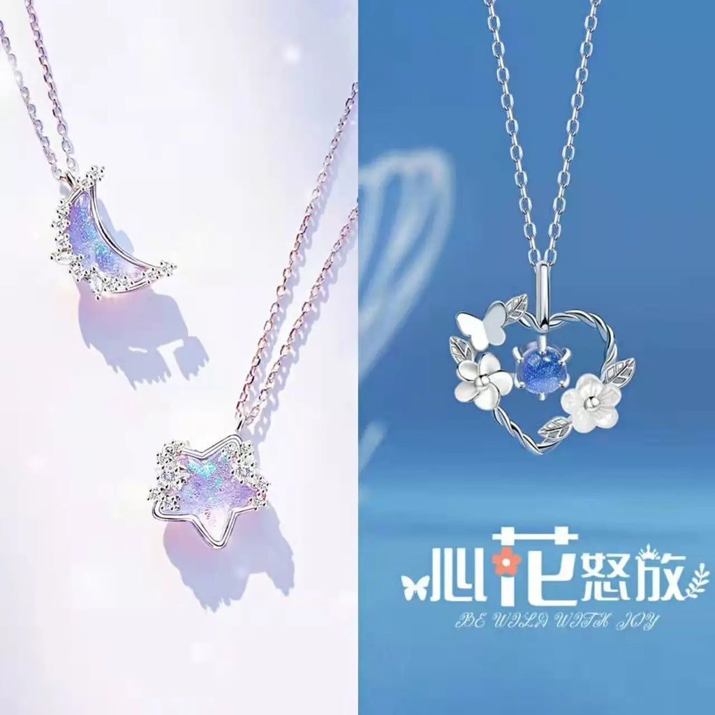 Creative Honey Star Moon Feather Heart Women's Necklace Girl Lady Object Party Banquet Anniversary Gift Qme
