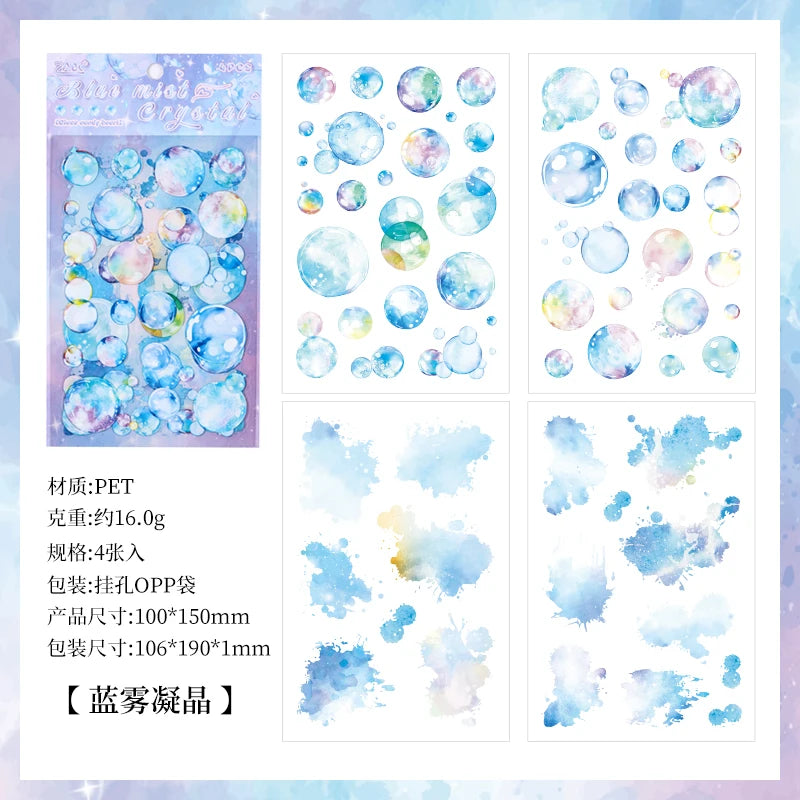 4 pcs Kawaii Stationery Sticker Bubble Sticker for Scrapbooking Supplies Junk Journal Materials DIY Collage Decorative Stickers Qme C