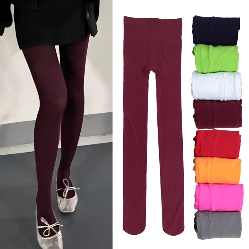 Vintage Red Women Pantyhose Spring Autumn Velvet Seamless Elastic Qme