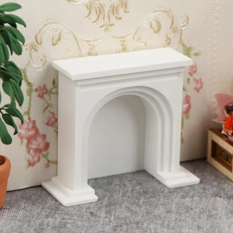 1 12 Children Pretend Play Toys Dollhouse Mini Fireplace Model Qme White