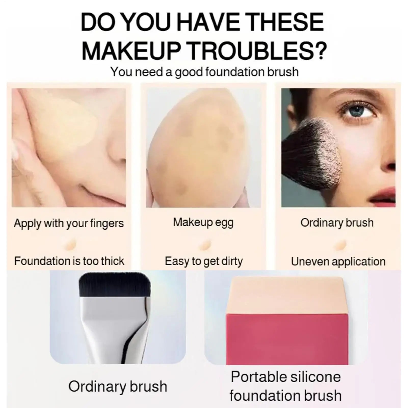 Silicone Face Applicator Portable Soft Flat Head Application Tool Facial Foundation Applicator Brush for Mud Lotion CC Cream Qme