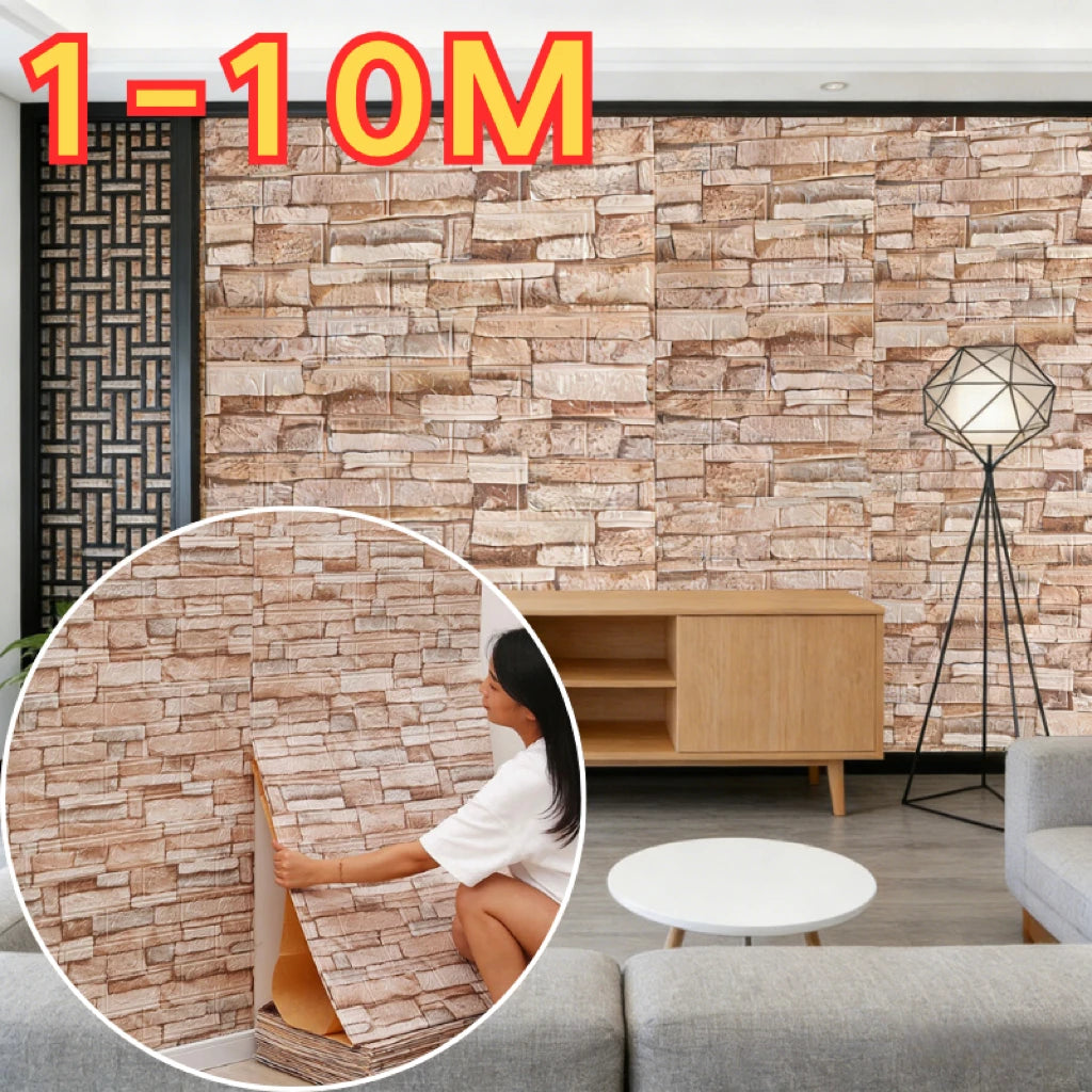 Waterproof Roll 3D Wall Sticker 70cmx100cm Decorative Wallpaper Bedroom Living Household Indoor Wall Art Decor Qme