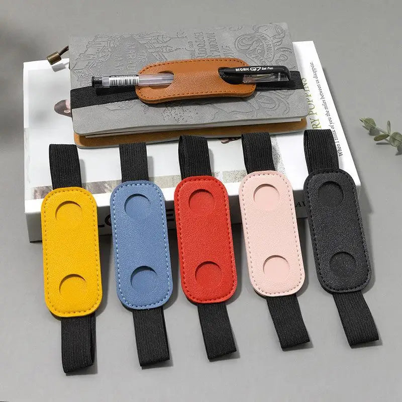 Elastic Band PU Leather Pen Holder Creative Anti-lost Notebook Clip Qme