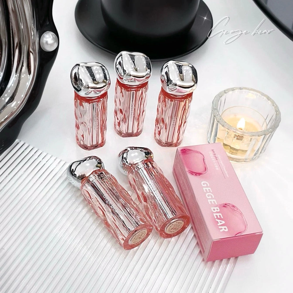 Gegebear Glass Crystal Translucent Lip Glaze Moisturizing Mirror Qme