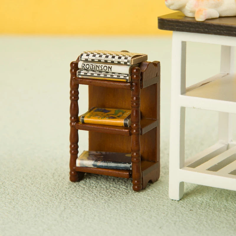 1 12 Dollhouse Miniature Bedside Stand Storage Rack Nightstand Qme