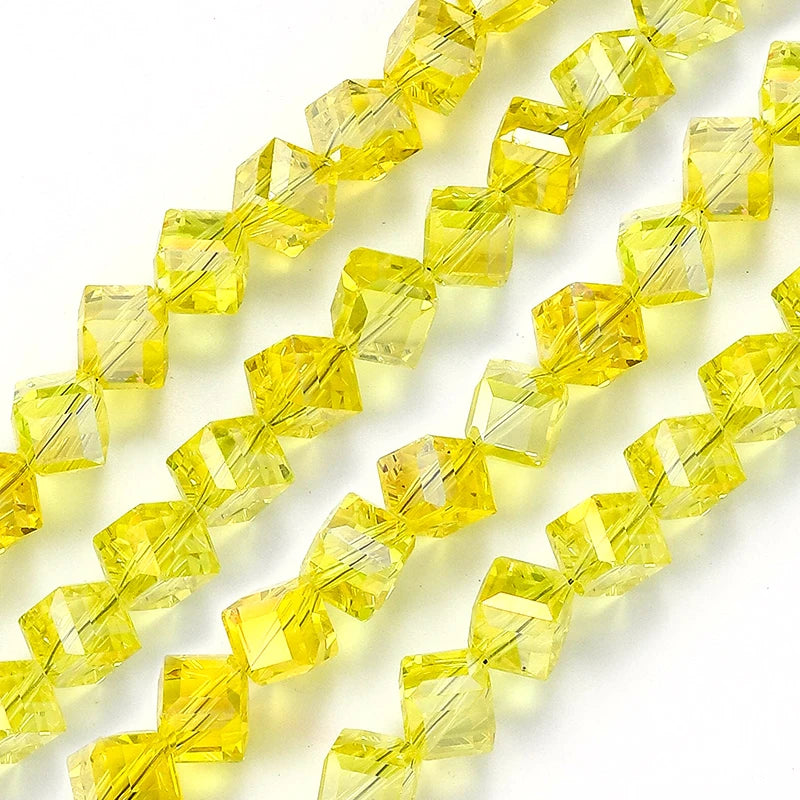 4-8mm Cube Crystal Glass Beads for Jewelry Making Faceted Square Crystal Glass Beads for Bracelet Earring Necklace DIY Craft Qme Color 8 4mm-98pcs