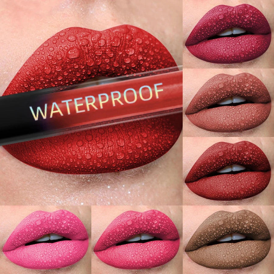 19 Colors Matte Velvet Lip Gloss Waterproof Liquid Lipstick Nude Qme