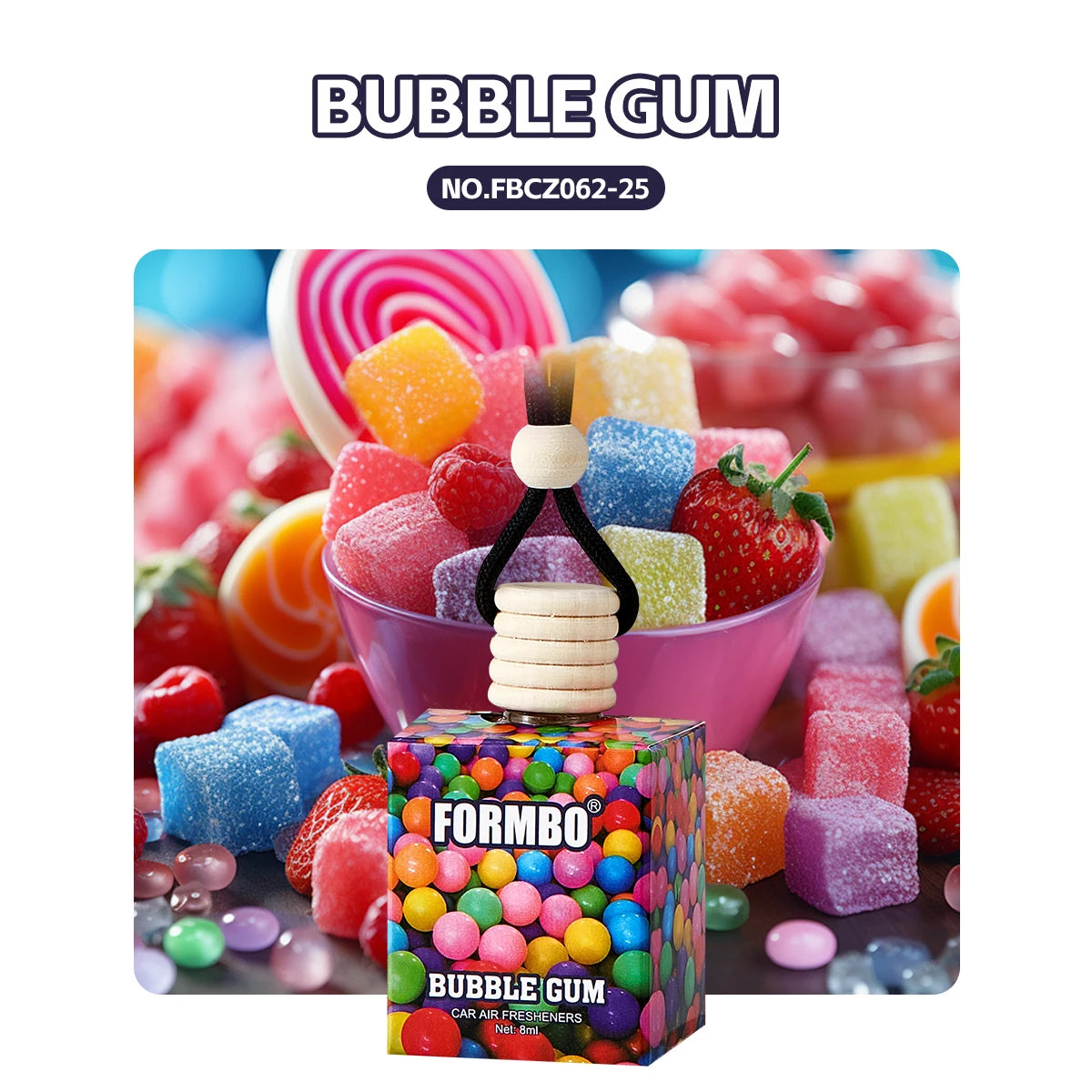 Sweet Fruit Car Perfume Lasting Light Fragrance Odor Removing Fresh Qme 062 BUBBLE GUM