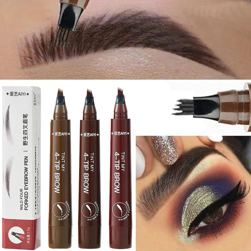 Four-pronged Eyebrow Pencil Long-lasting Easy Apply Oblique Pen Tip Qme