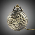 Vintage Motorcycle Quartz Pocket Watch - A Stylish Accessory Gift for the Modern Man Qme bronze