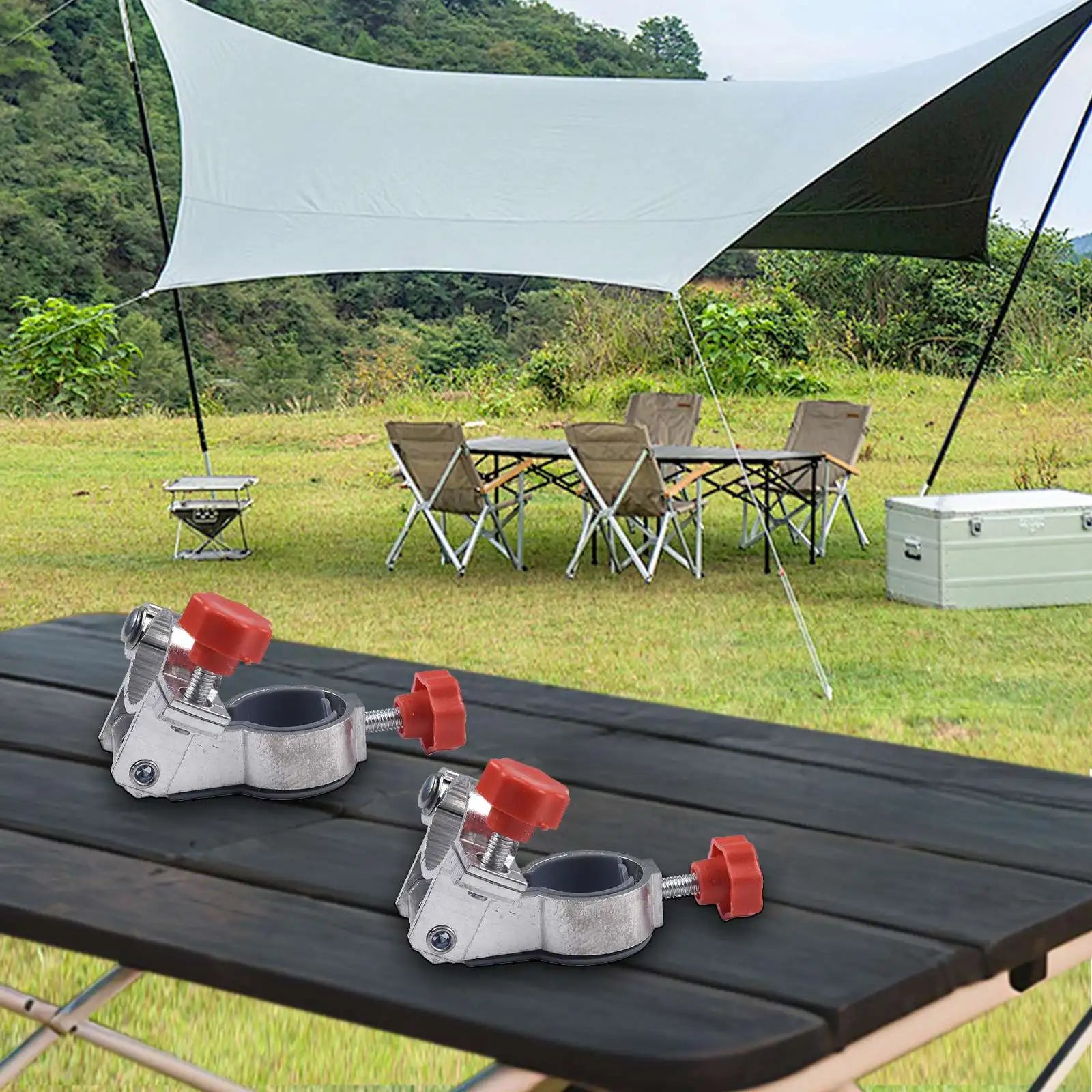 2Pcs Fixed Clip Brackets Clip On Mount Umbrella Hole 25mm For Garden Chair Parasol Patio Balcony Deck Umbrella Holder Qme
