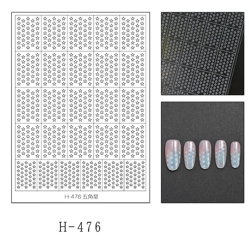 Reusable Hollow Out Love Star Nail Art Adhesive Sticker Template Qme H476