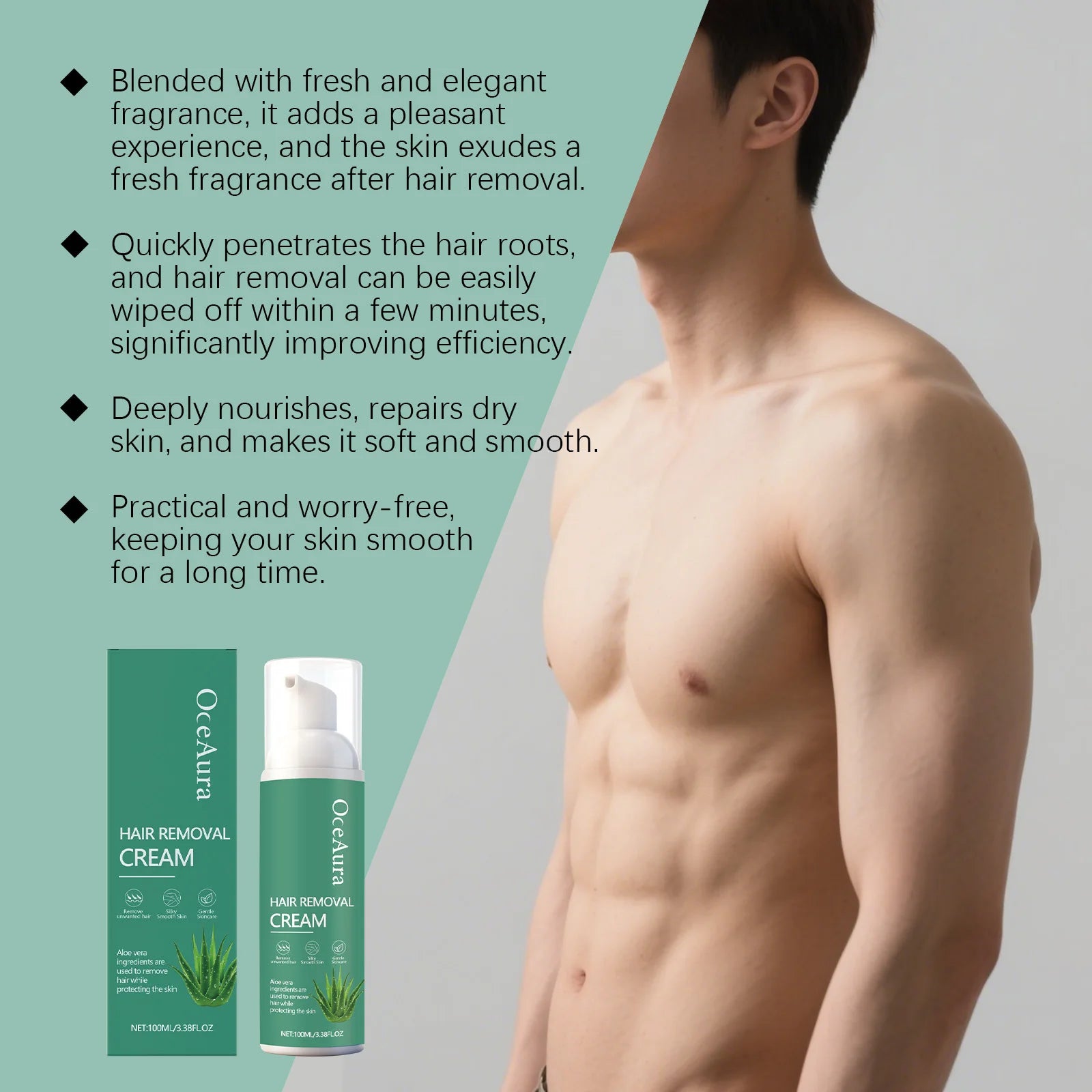Aloe Vera Men's Hair Removal Mousse Painless Remove Hairs Refresh Smooth Soften Beard Depilatory Foam for Face Arms Legs Body Qme