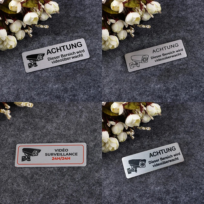 Aluminum Watch Video Surveillance Warning Sign Private Camera Qme