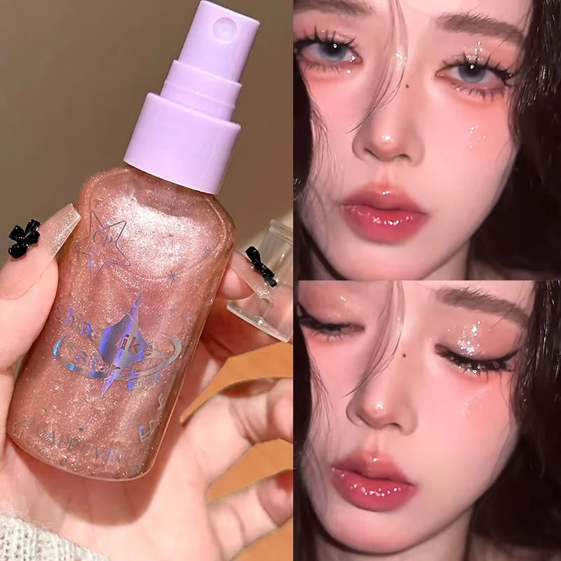 Body Glitter Spray Diamond Sparkle Highlighter Liquid Waterproof Qme