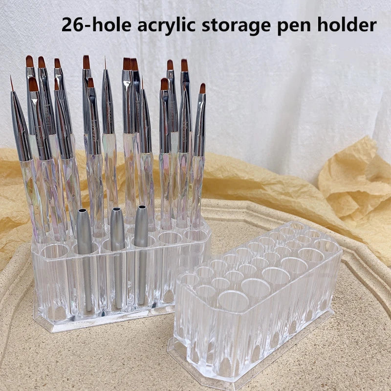 Beauty Container Tool Display Shelf Holder 26 Holes Nail Brushes Qme