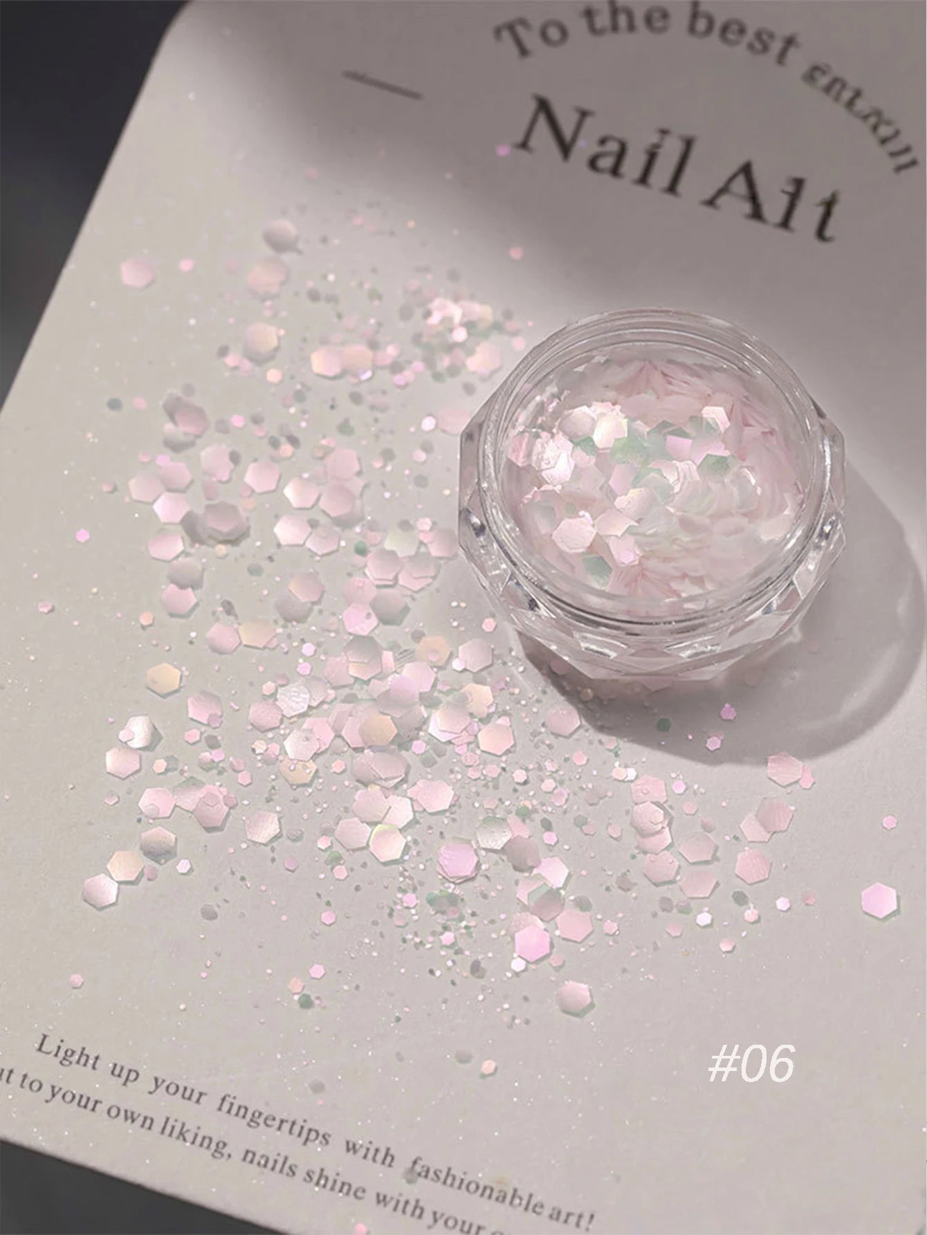1 Pink Cherry Blossom Glitter Nail Art Heart Flower Butterfly DIY Qme 06
