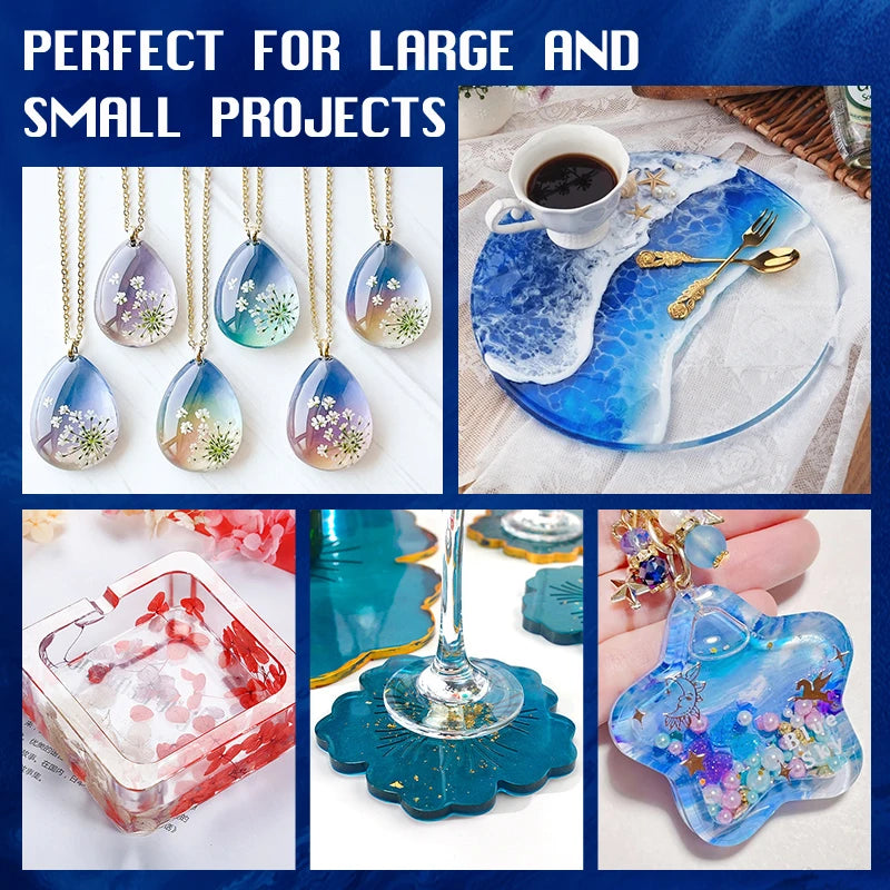 Fast Curing 1:1 Crystal Clear Epoxy Resin Kit Heat Resistant Casting Coating Resin for Art DIY Craft Jewelry Wood Table Top Qme