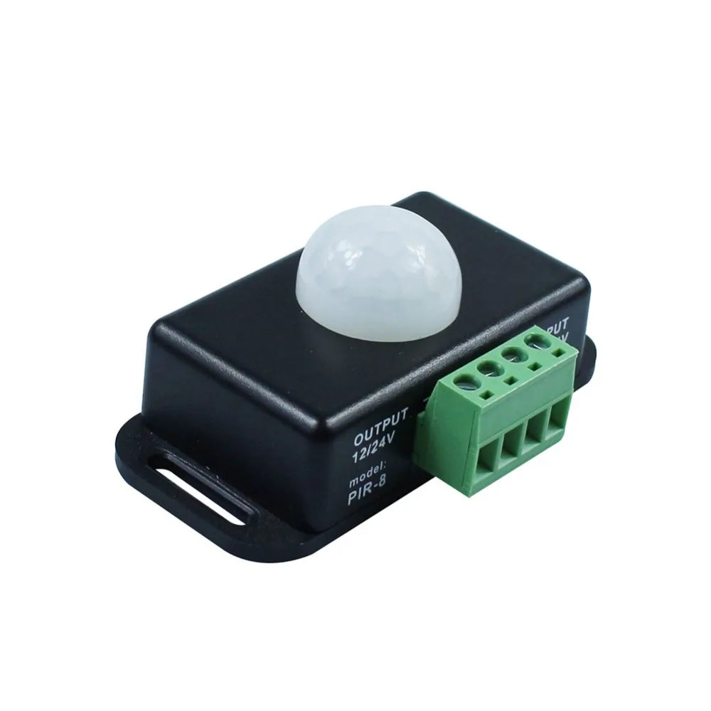 ESCAM DC 12V-24V 8A Infrared PIR Motion Sensor Automatic Switch for LED Light 5~8 M Infrared Motion Sensor Detector Qme 2pcs black