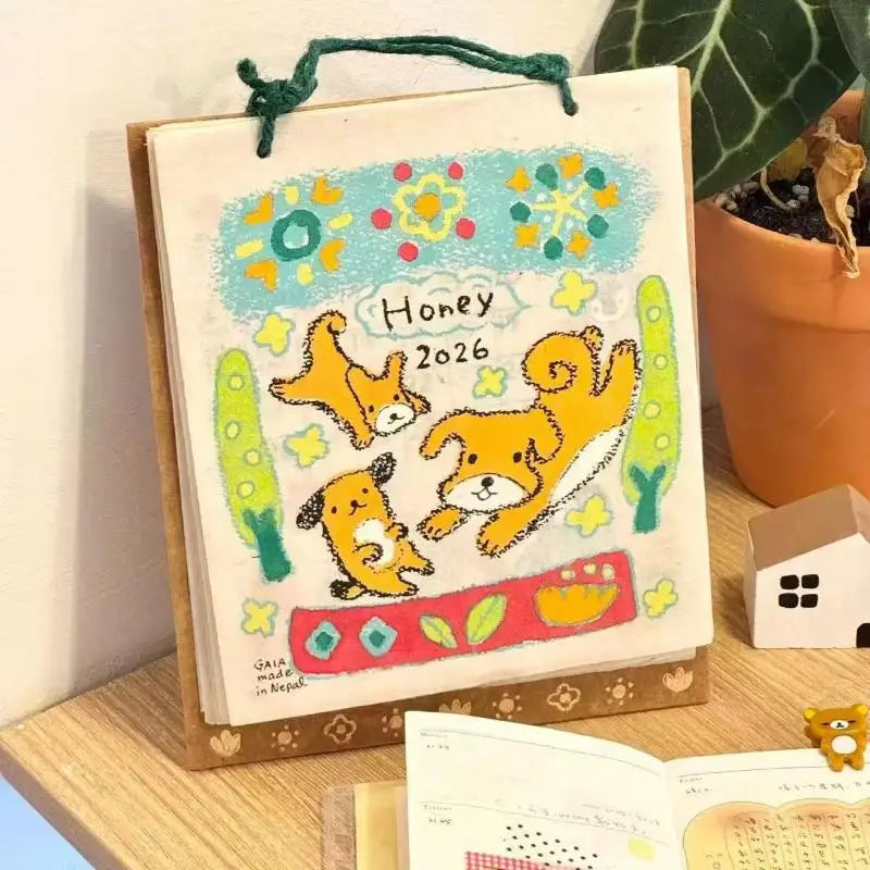 2026 Year Cartoon Calendar Cute Animal Illustration Desk Month Qme A1