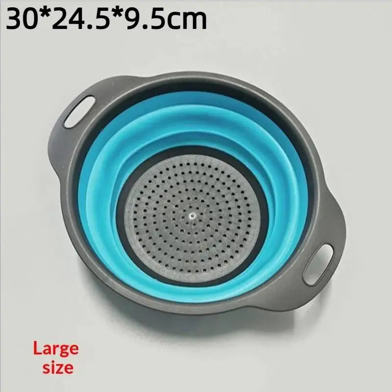 Silicone Folding Drainer Basket Fruit Vegetable Foldable Colander Qme A12