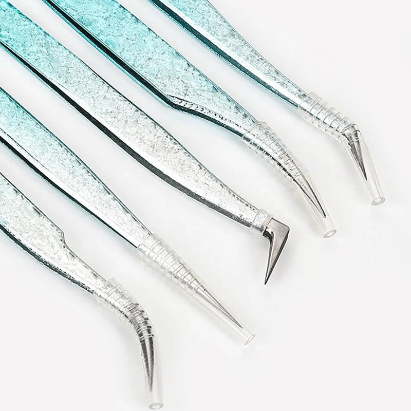 Eyelash Tweezers Ice Flower Anti-static 3D Accurate Eyebrow Grafting Qme