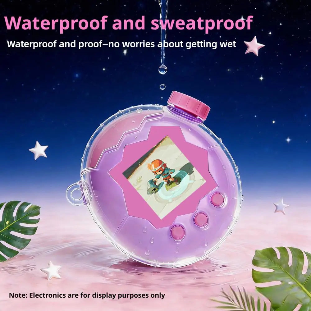 Suitable for Tamagotchi amusement park protective cases transparent glitter electronic pet shells with button caps Qme