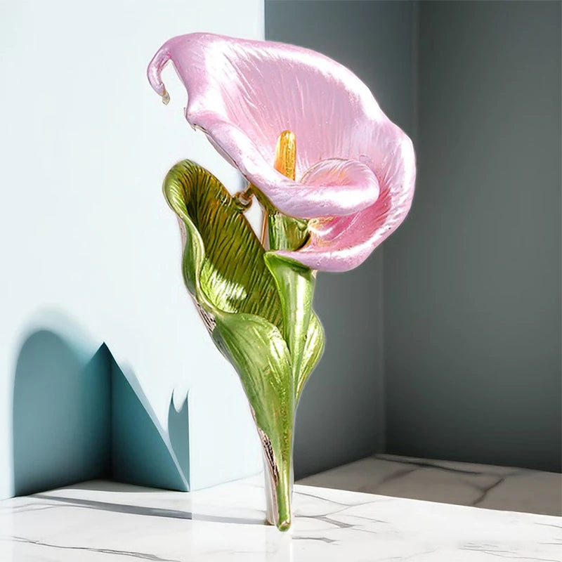 Pretty Lily Flower Brooches For Women Unisex 4-color Enamel Plants Party Office Brooch Pin Gifts Qme A3
