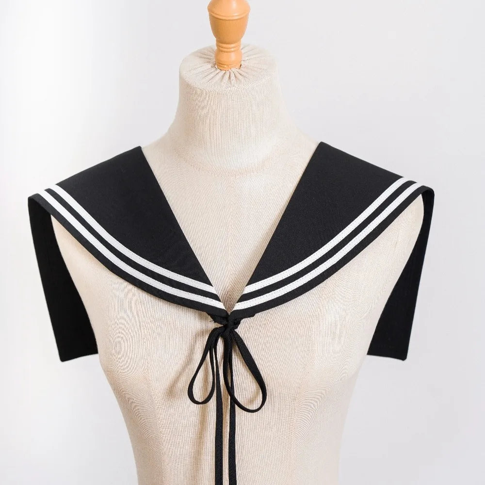 Elegant Cape Striped Sailor Fake Collar Black Cloak Blouse False Collars Korean Style Academy Style Detachable Collar Female Qme Style 2
