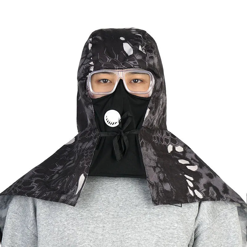 2pcs Breathable dust-proof hood, mask with shawl, loader, labor insurance work cape, unisex, anti-ash and anti-dust Qme Black grey