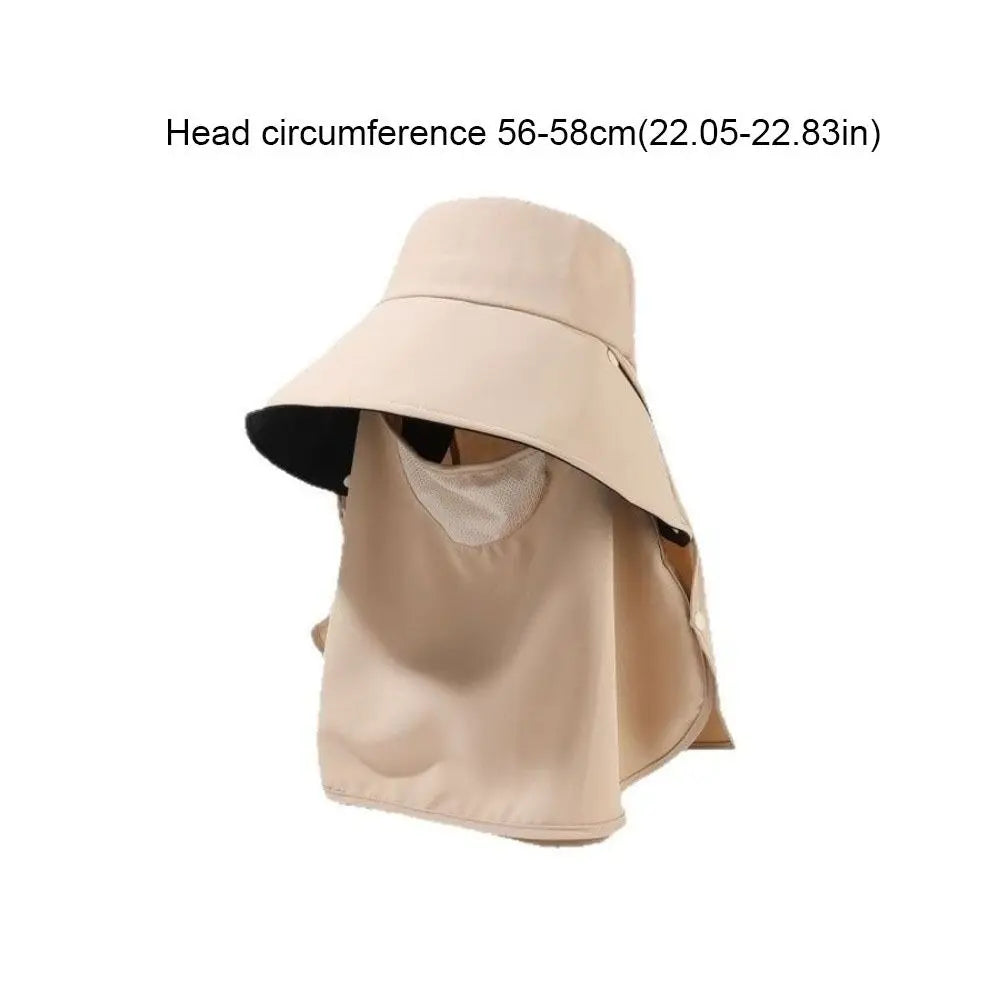 Wide Brim Sunscreen Fisherman Hat Lightweight Full Face Cover Qme