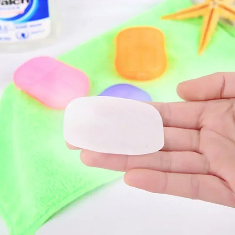 Outdoor travel disposable soap tablet box soap paper Portable hand washing tablet Small soap tablet mini soap sheet Qme