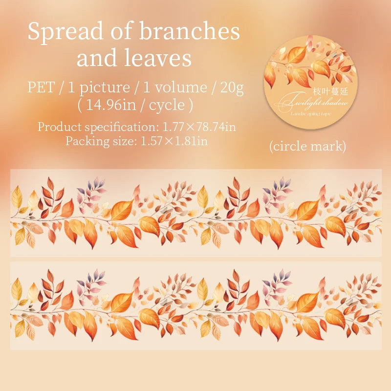 45mm*2m Autumn leaves PET Tape Scrapbooking Decoration Collage Journal Masking Tapes Diary Craft Stickers Stationery supplies Qme D