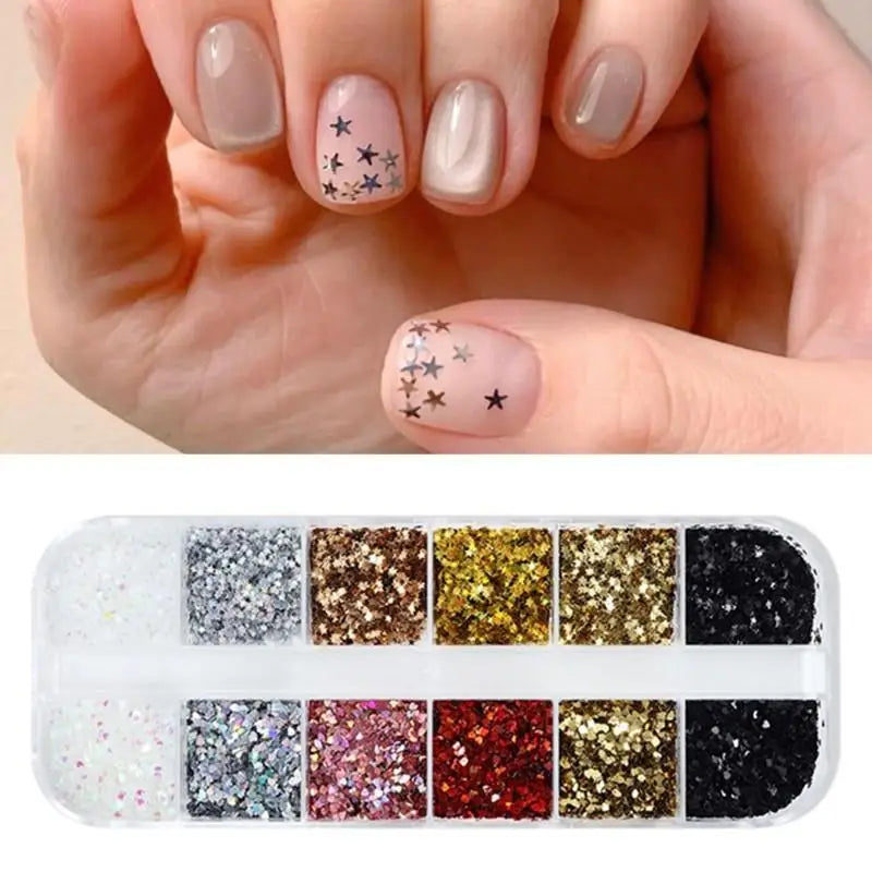 DIY Nail Art Design Mini Sparkling Star Glitter Love Decoration Salon Qme