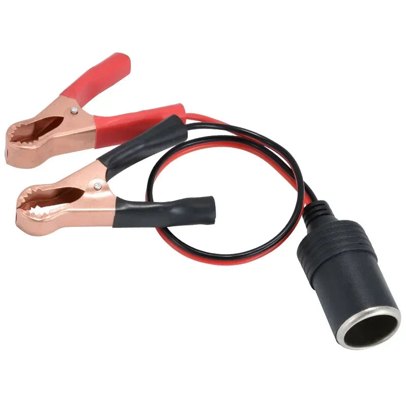 Car Battery Terminal Clamp Clip Cigarette Lighter Power Socket Adaptor 12V Camping Battery Pump Power Adapter Splitter Qme